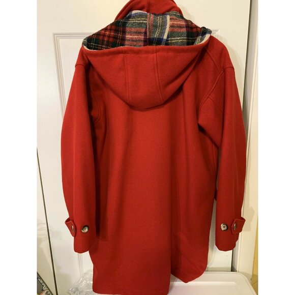 Lands End Hooded Wool Parka Toggle Coat Jacket Navy Red Women’s Sz M MADE IN USA - Picture 10 of 10